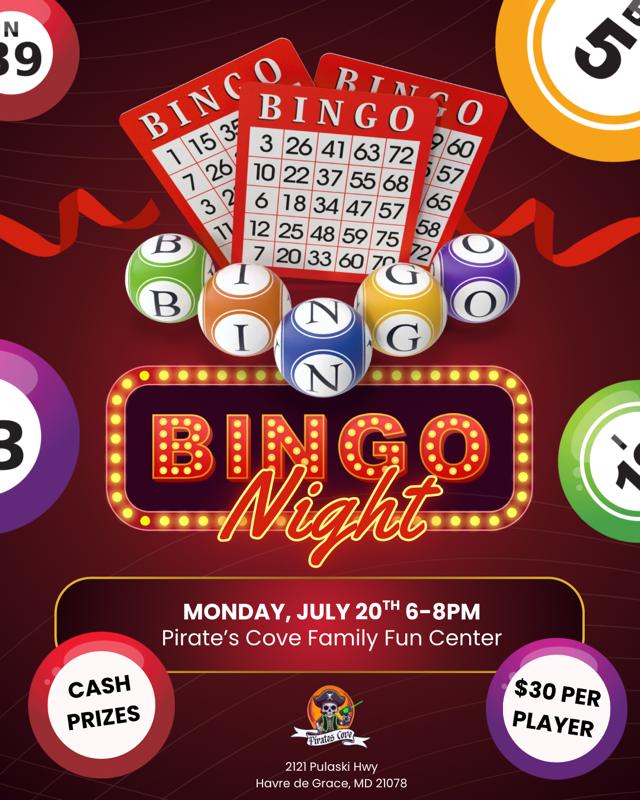 Pirates Cove Bingo Night - July 20th